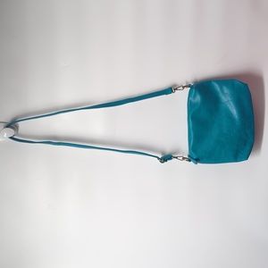 Turquoise Faux Leather Crossbody Bag
